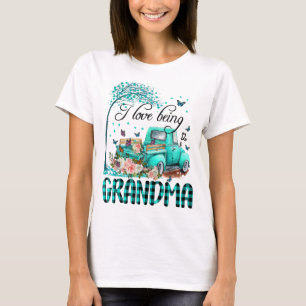 Flower Truck I Love Being Grandma Butterfly Art Mo T-Shirt