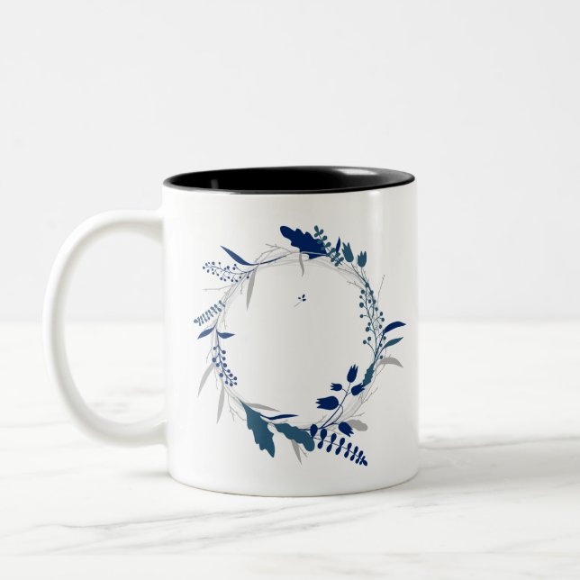 Flower Twig Corolla Wreath Lease Spring Leaf Two-Tone Coffee Mug (Left)