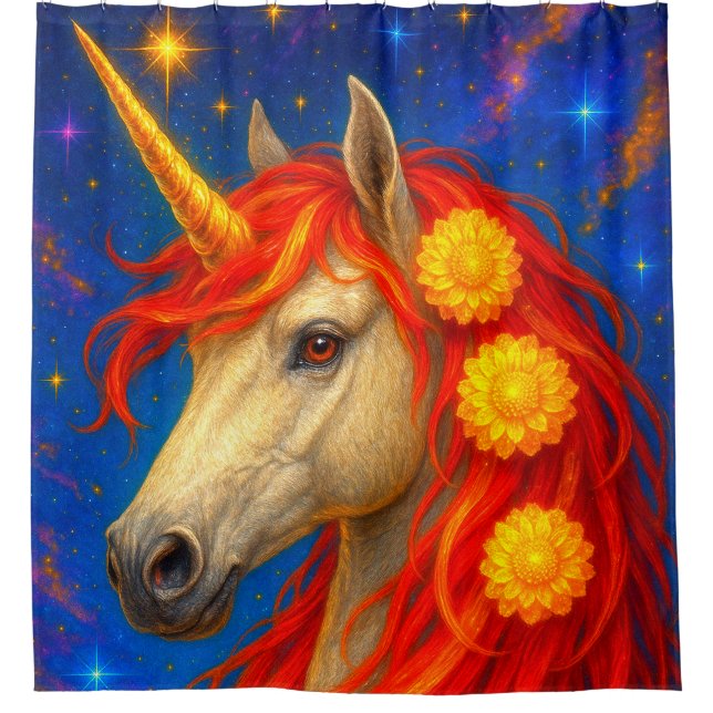 Flower Unicorn Shower Curtain (Front)