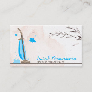 Flower Vacuum Cleaner Blue House Cleaning Business Card