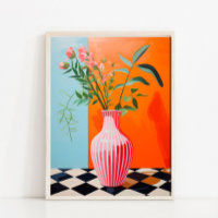 Flower Vase Art Print, Abstract Still Life Oil Pai