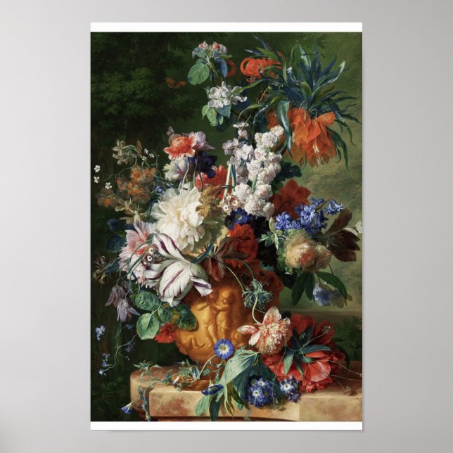 Flower Vase Art Vintage Flowers Poster (Front)