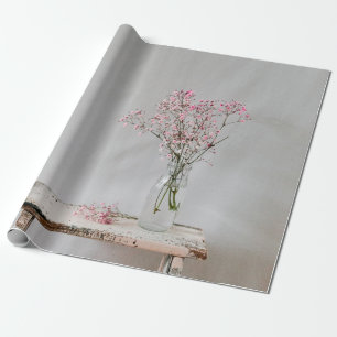 Flower vase baby s breath natural wrapping paper