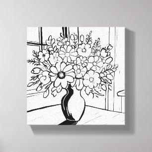 Flower Vase Bouquet Modern Minimalist Canvas Print
