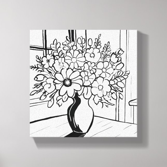 Flower Vase Bouquet Modern Minimalist Canvas Print (Front)