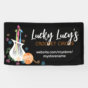 Flower vase crochet hooks yarn craft show booth banner