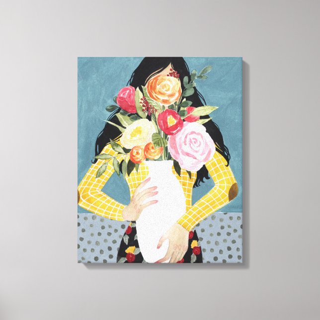 Flower Vase Girl Canvas Print (Front)