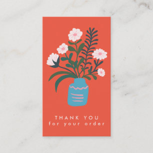 FLOWER VASE QR Code Order Thank You Custom Business Card