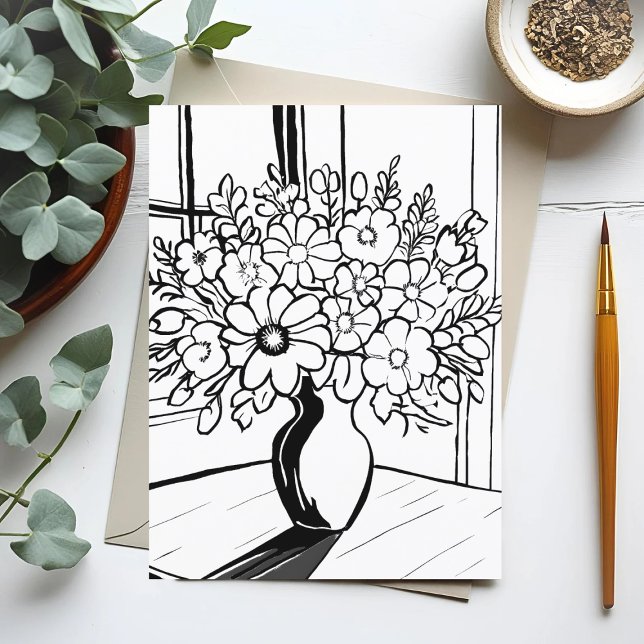 Flower Vase Simplistic Sketch Postcard (Creator Uploaded)