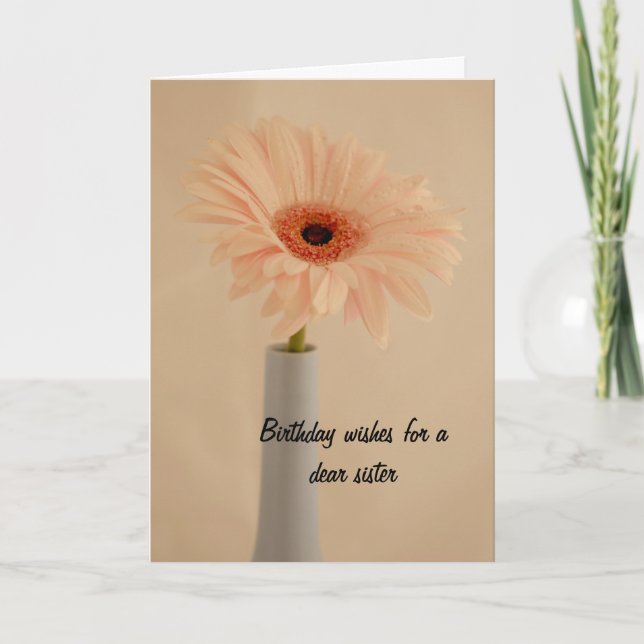 Flower Vase Sister Birthday Card (Front)