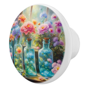 Flower vases filled with stunning, vibrant blooms  ceramic knob