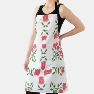 Flower Vine Grid Seamless Vector Pattern" designed Apron