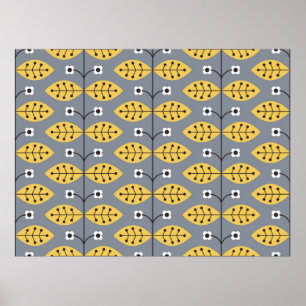 Flower vintage hand drawn pattern design. Scandina Poster