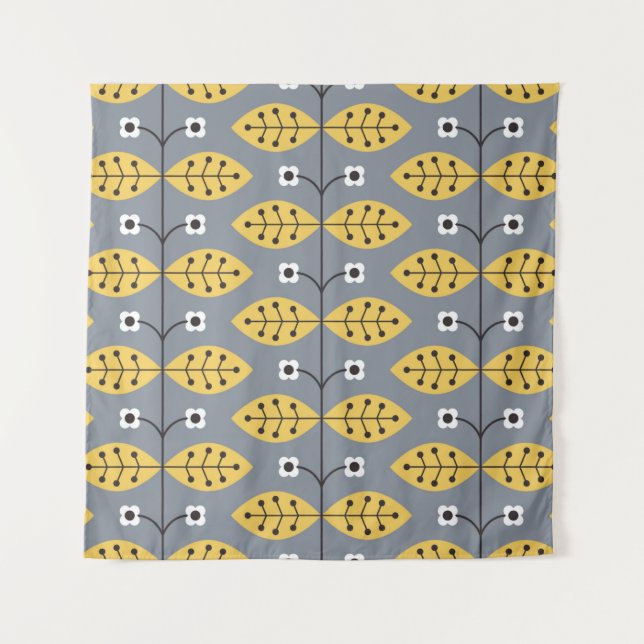 Flower vintage hand drawn pattern design. Scandina Tapestry (Front)