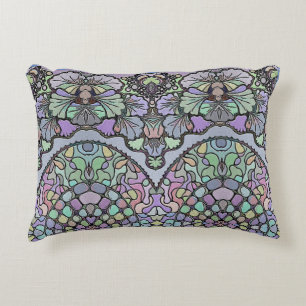 Flower vintage mosaic purple pansy floral elegant decorative cushion