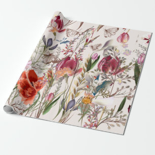 Flower vintage pattern with assorted plants. Vinta Wrapping Paper
