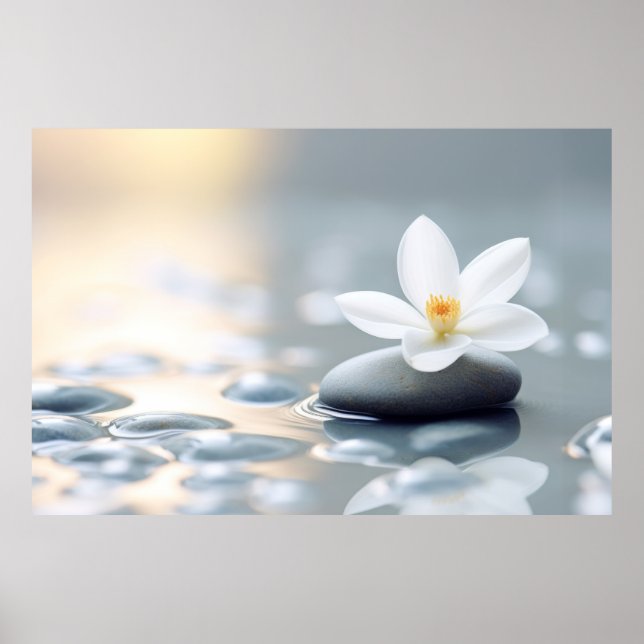 Flower Water Drop Nature Serene Tranquil Poster (Front)