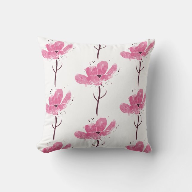 Flower Watercolor Rose Cushion (Front)