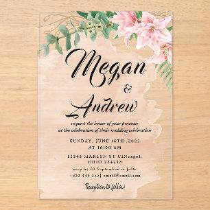 Flower WEDDING Acrylic Invitations