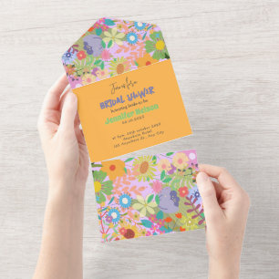 Flower Wedding Bridal Shower All In One Invitation