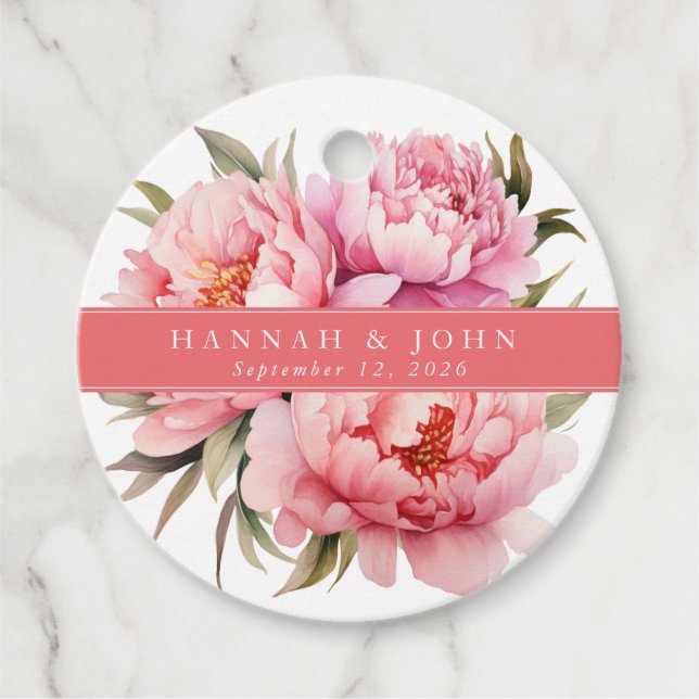 Flower Wedding Circle Gift Tags (Front)