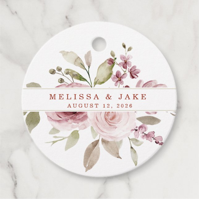 Flower Wedding Circle Gift Tags (Front)