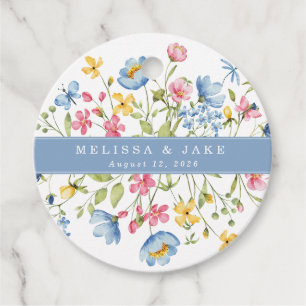 Flower Wedding Circle Gift Tags