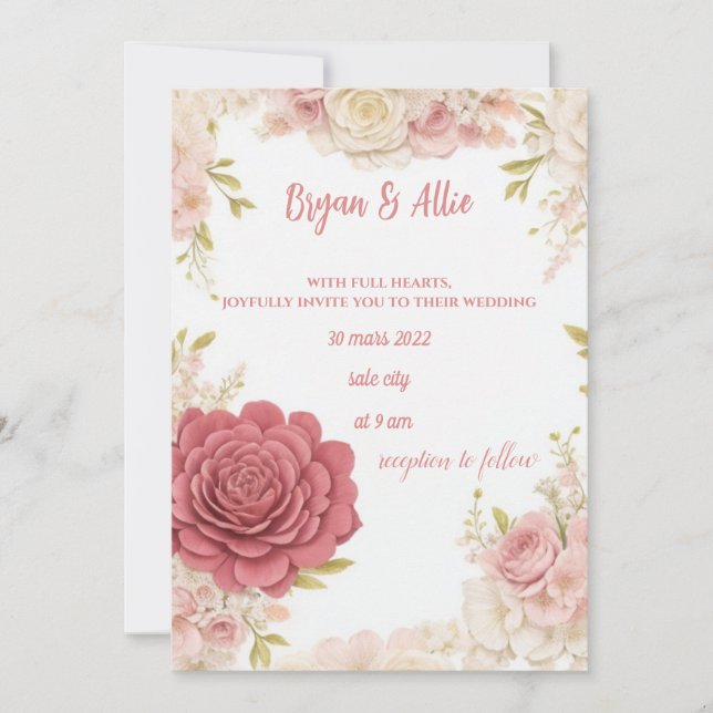 flower wedding invitation (Front)