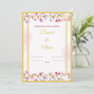 flower Wedding Invitation Template.