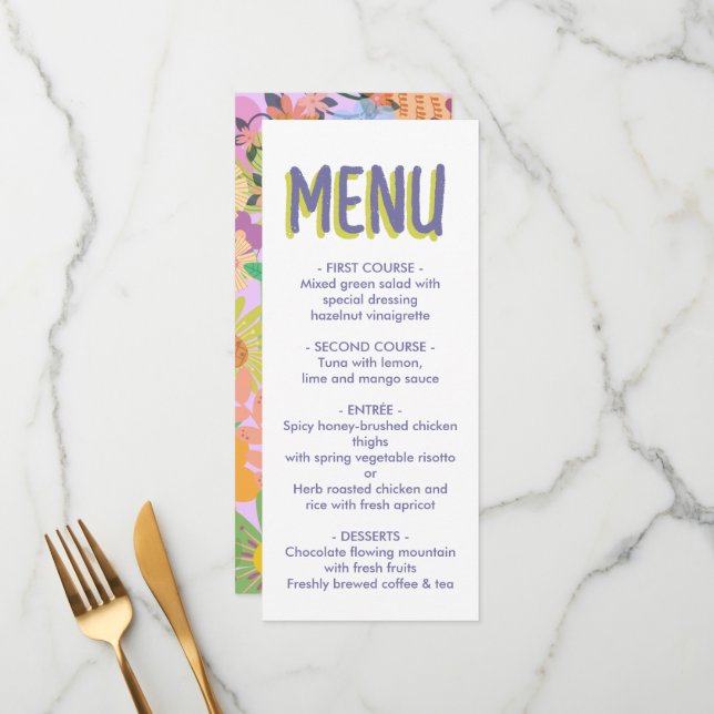 Flower Wedding  Menu (Front/Back In Situ)