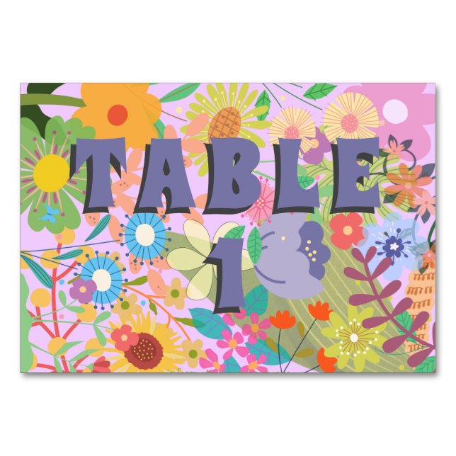 Flower Wedding Table Number (Front)