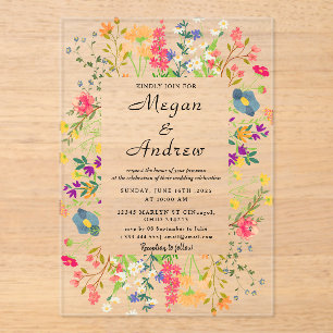 Flower Wedding Theme Acrylic Invitations