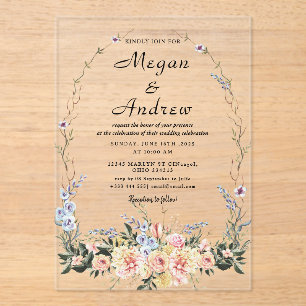 Flower Wedding Theme Acrylic Invitations