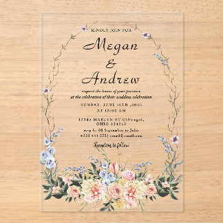 Flower Wedding Theme Acrylic Invitations