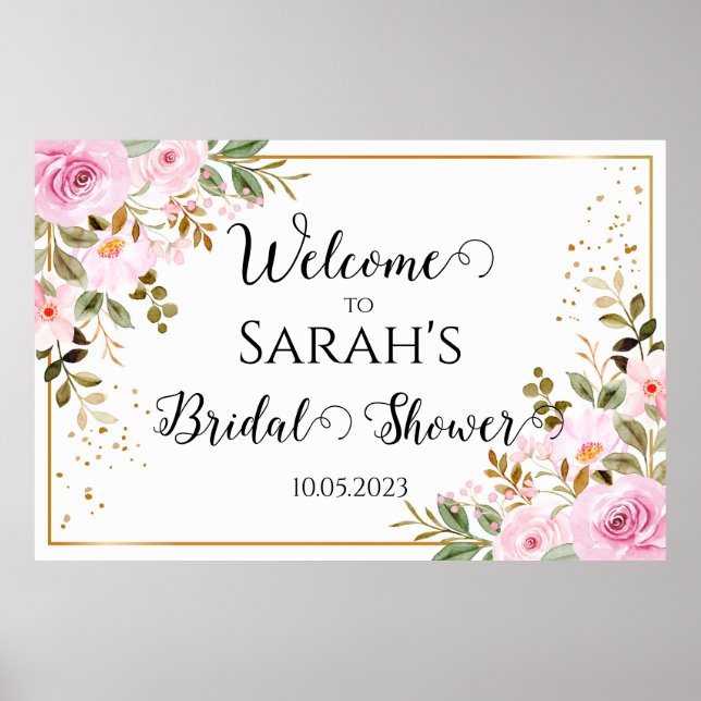 Flower Wedding welcome sing poster print  (Front)