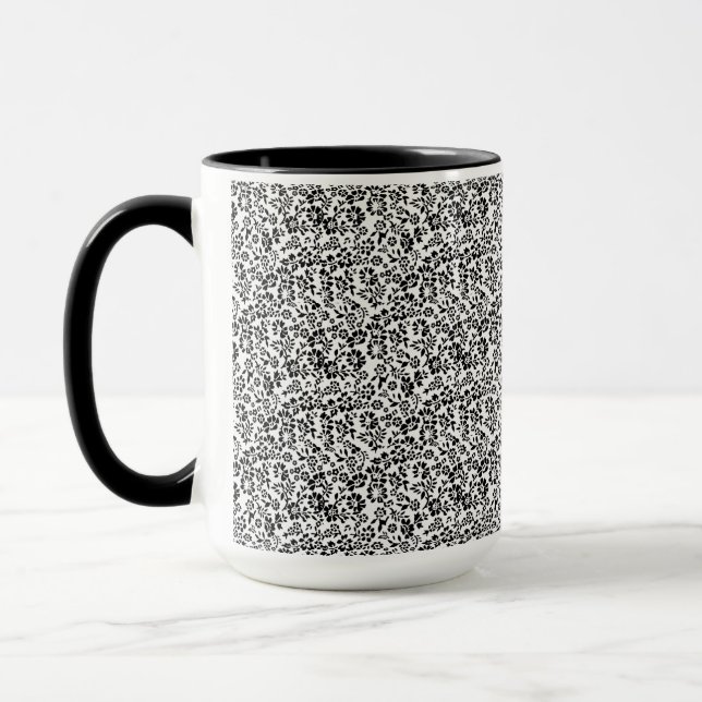 Flower white and black mug. mug (Left)