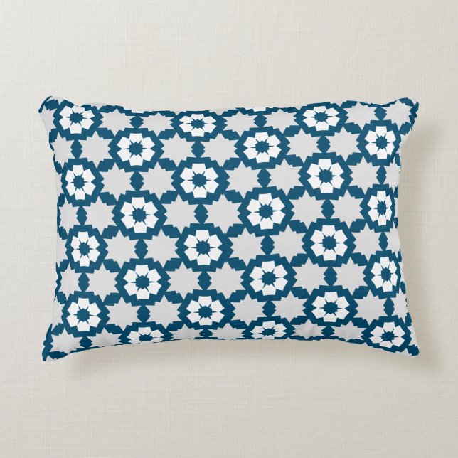 Flower white blue grey decorative cushion (Front)
