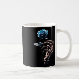 Flower - White Skeleton Hand Holding A Blue Rose Coffee Mug