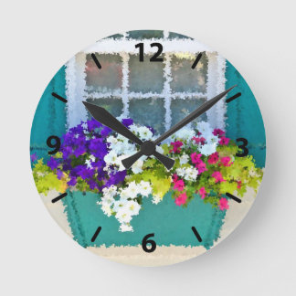 Flower Window Box Wall Clock