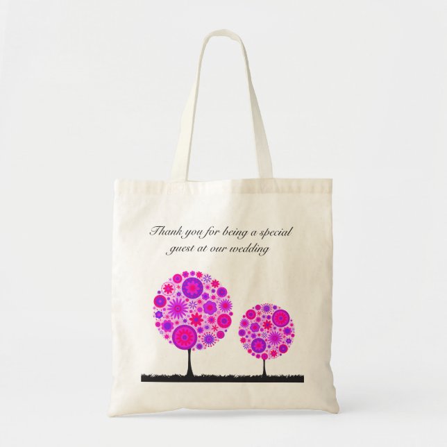 Flower Wishing Tree Purple Wedding Favour Bag (Front)