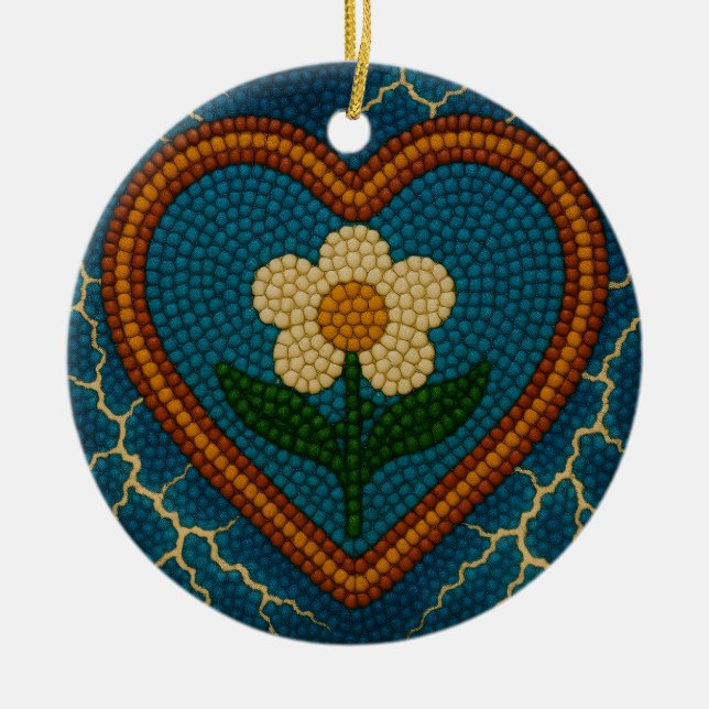 Flower with Beads and Thunder Ceramic Tree Decoration (Front)
