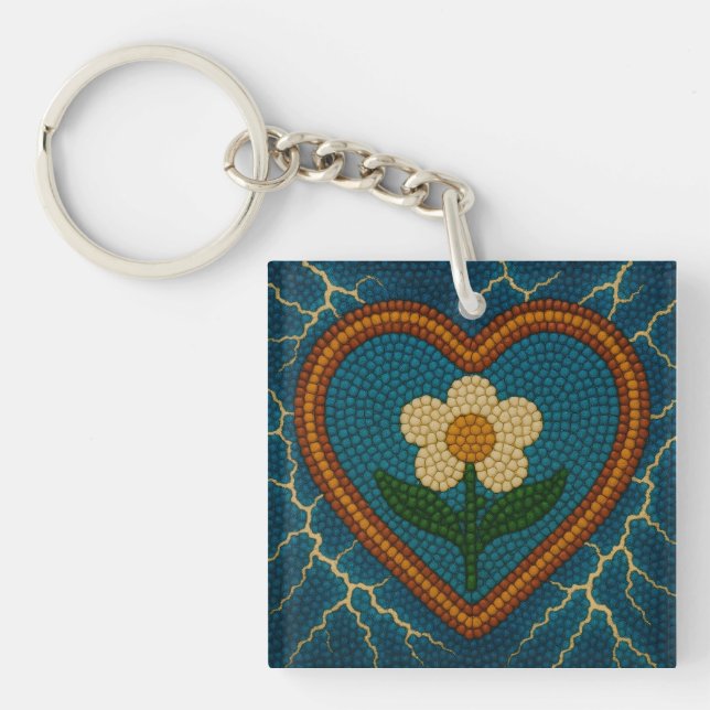 Flower with Beads and Thunder Key Ring (Front)