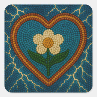 Flower with Beads and Thunder Square Sticker