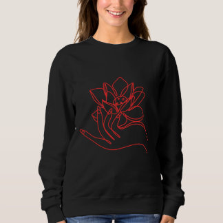 Flower with hand women basic sweartshirt. sweatshirt