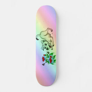 Flower with Heart, Puppy & Butterfly Skateboard