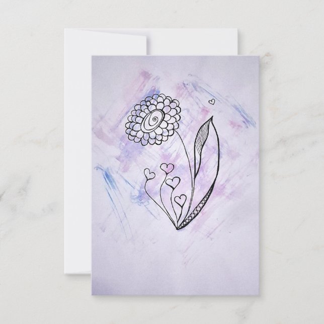 Flower with Hearts Thank you card (Front)
