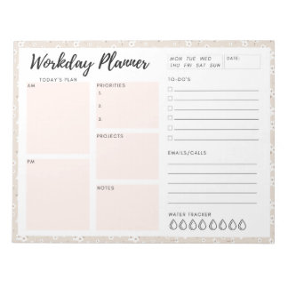 Flower Workday Planner Notepad