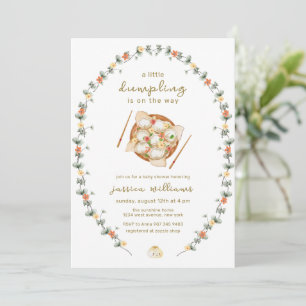 Flower Wreath Bao Dumpling Baby Shower  Invitation