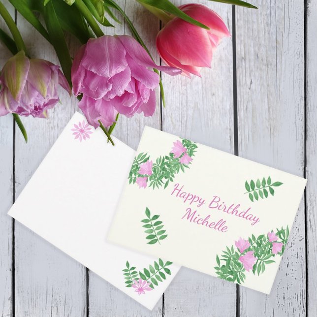 Flower wreath congratulations on Happy Birthday.   Invitation (Creator Uploaded)