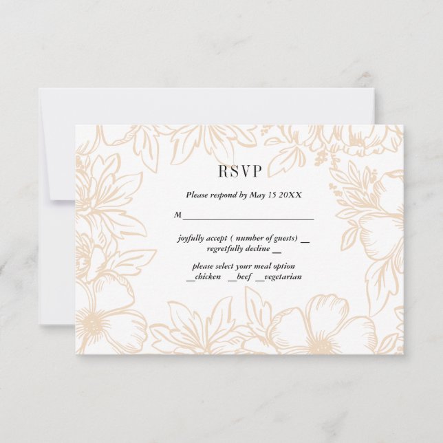  Flower wreath frame elegant wedding RSVP Card (Front)